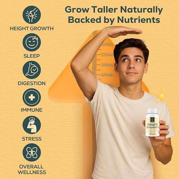 25-in 1 Bone Strength Supplement - for Natural Growth, Digestion and Stress - High Absorption - Calcium, Magnesium, Zinc, Ashwaganda and Multivitamins for Age 12+ | 60 Caps