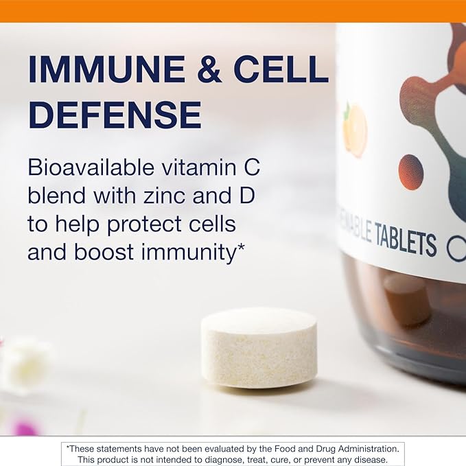 Metagenics Ultra Potent-C Chewable - 250 mg Buffered Vitamin C with Bioflavonoids, L-Lysine & L-Cysteine - Immune & Antioxidant Support - Non-GMO, Gluten-Free - Natural Orange Flavor - 90 Tablets