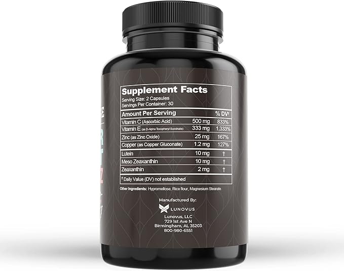 Visual Advantage® Macular Support + Meso-Z – Blue Light Eye Vitamin with Triple Antioxidants for Advanced Protection Against Digital Screens (60-Count)