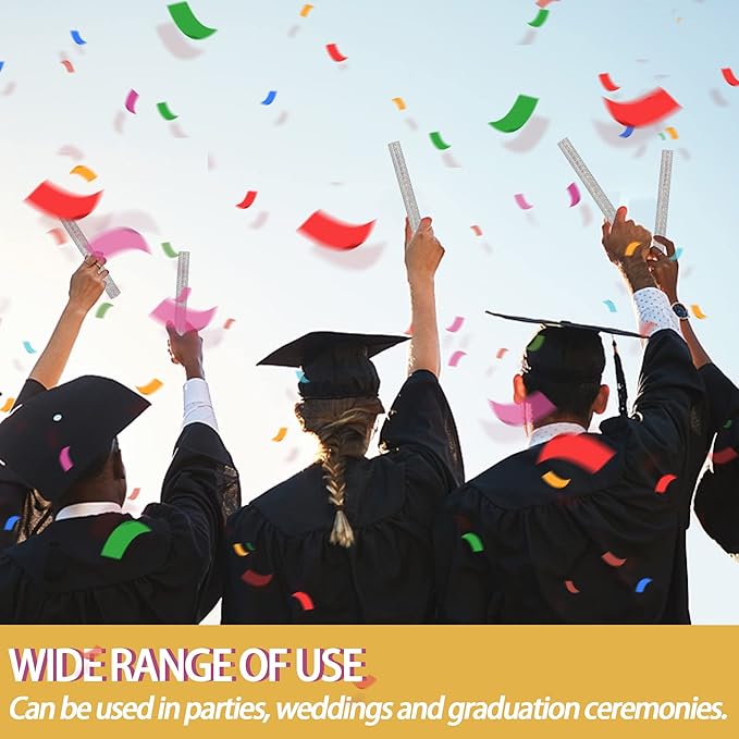 10 Pieces Colorful Confetti Sticks, Compostable Tissue Paper, Shoot Poppers, Handheld Flick Sticks for Indoor/Outdoor Weddings, Birthdays, Celebrations, Events, Party Supplies (7.8in)