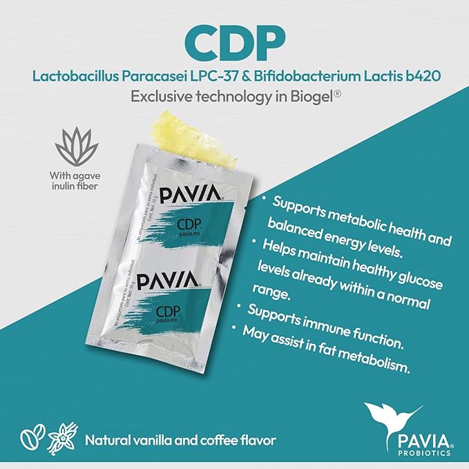 Pavia | Probiotics for Digestive Health | Fresh probiotics for Women, Men & Kids | Gel | Flavor Variatoins (30 Sachets, CDP)