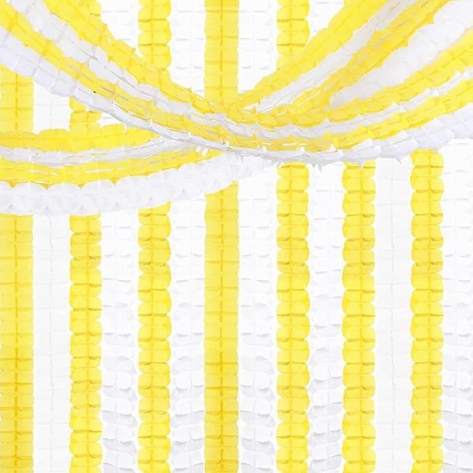 White-Yellow Party-Decorations Streamers Garland - 157Ft Four-Leaf Clover Hanging Banner,Wedding Bridal Baby Shower Birthday Sunflower Lemon Theme Decor Hugtmr