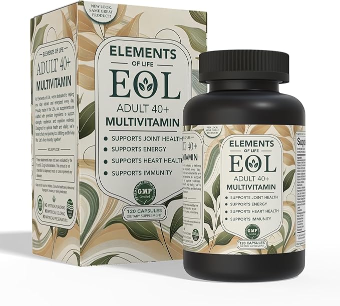 40 Plus Multivitamin for Women & Men with Vitamin A, D, B6, B12, E, Zinc, Magnesium, Calcium - Vegan, Gluten Free, Mens & Womens Multivitamin, Supports Energy, Immunity, Joint & Heart Health (120 Cap)
