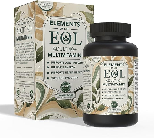 40 Plus Multivitamin for Women & Men with Vitamin A, D, B6, B12, E, Zinc, Magnesium, Calcium - Vegan, Gluten Free, Mens & Womens Multivitamin, Supports Energy, Immunity, Joint & Heart Health (120 Cap)