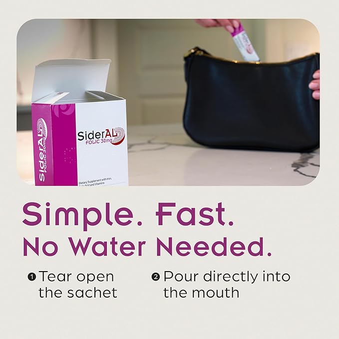 SiderAL Prenatal Vitamins for Women | Clinically Proven Iron Supplement for Women with Folic Acid, Vitamin C, D, B6, & B12 | Trusted Multivitamin for Pregnancy & Energy Support | 30 Powder Sticks