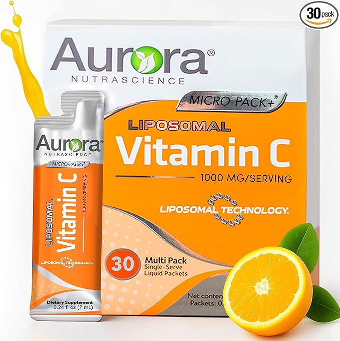 Aurora Nutrascience Micro-Pack Liposomal Vitamin C, Immune Support, 1,000 mg Per Serving, Gluten Free, Non-GMO, 30 Single Serve Packets, 21.7 oz