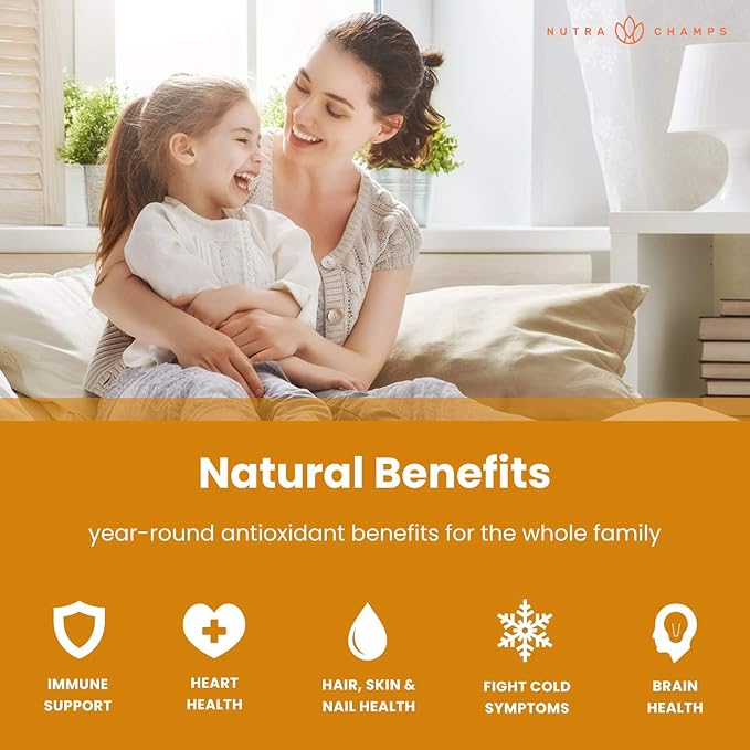 NutraChamps Vitamin C Gummies for Adults & Kids, 5-in-1 Immune System Support with Elderberry, Rosehips, Citrus Bioflavonoids & Acerola Cherry, Immunity Booster Supplement (Pack of 2)