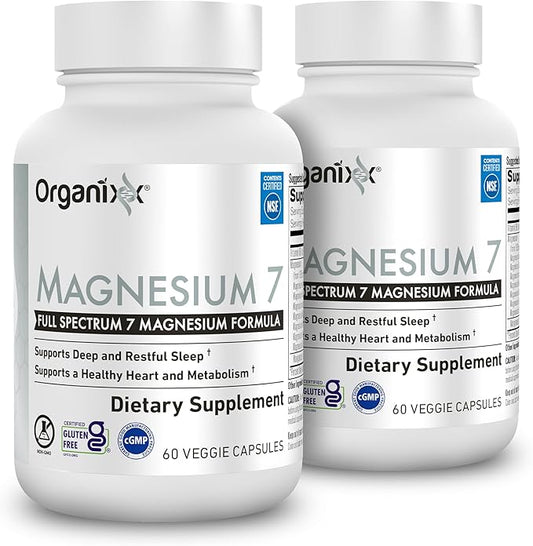 Organixx Magnesium Glycinate Supplement for Support Sleep, Muscle & Heart Health, 7 Type Magnesium Complex with Vitamin B6, Manganese Citrate, Gluten Free, Non GMO, 120 Capsules (60 Capsule 2 Pack)