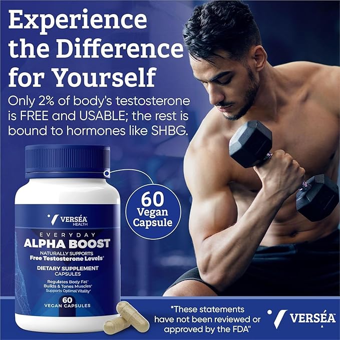 Alpha Boost โ Natural Free Testosterone Support, Energy, Stamina, Endurance & Vitality for Men & Women, Multivitamin for Healthy Aging & Performance & Utilizes VESIsorbยฎ (60 Ct)