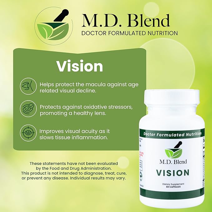Vision - Expert Formulated - Natural Robust Blend for Eye Wellness - with Lutein, Zeaxanthin, Astaxanthin, Zinc, Thiamine, Vitamins A & C - 30 Capsules (2 Pack)