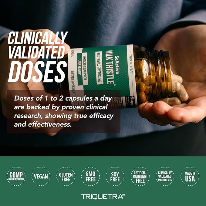 SoActive® Milk Thistle: 10X More Effective Milk Thistle Phytosome, Optimized for Essential Bioactive Silybin A & B Plus Bilear® Artichoke Extract & Bile Enhancer - Liver Support | 60 Servings