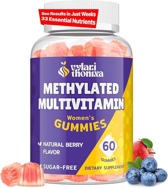33-in-1 Methylated Multivitamin Gummies for Women – Methylated Multivitamin Contains Methylated B Complex, Folate, TMG, and Vitamins A, C, E & K – Sugar-Free & Vegan