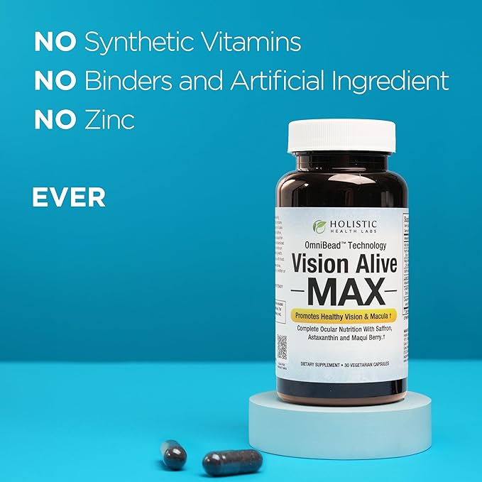 Vision Alive Max with 8 Natural Ingredients Lutemax® 2020, Bilberries, Blueberries, c3g from Black Currant, Maqui Berry, Saffron, and Astaxanthin (30 Count (Pack of 2))