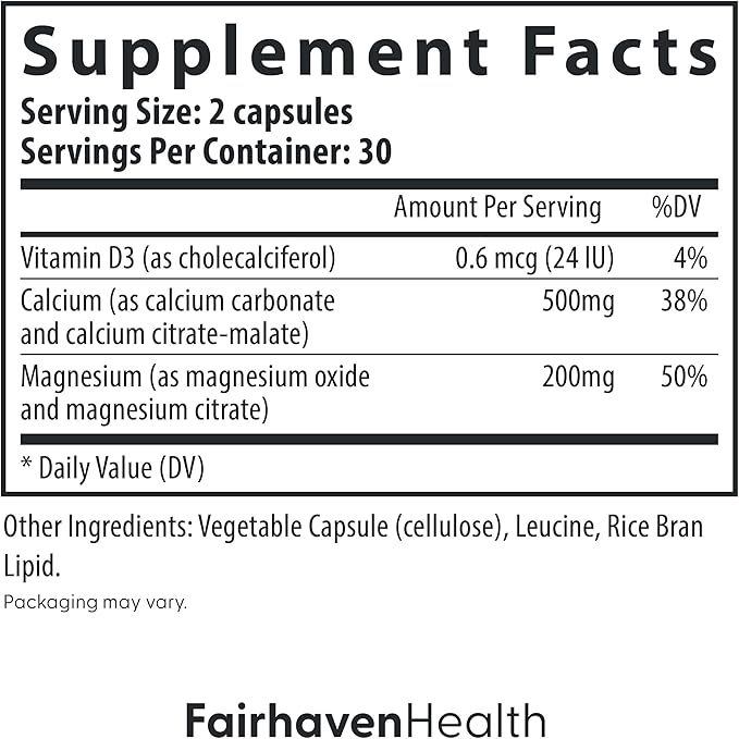 Fairhaven Health Peapod Cal-Mag | Calcium and Magnesium Supplement with Vitamin D3 for Pregnancy, Baby and Female Health | Gluten & Dairy Free CalMag Supplement | 1 Month Supply