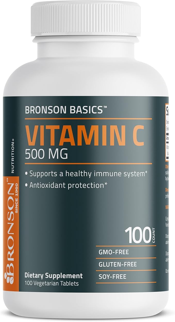 Bronson Vitamin C 500 MG Supports a Healthy Immune System & Antioxidant Protection, Non-GMO, 100 Vegetarian Tablets