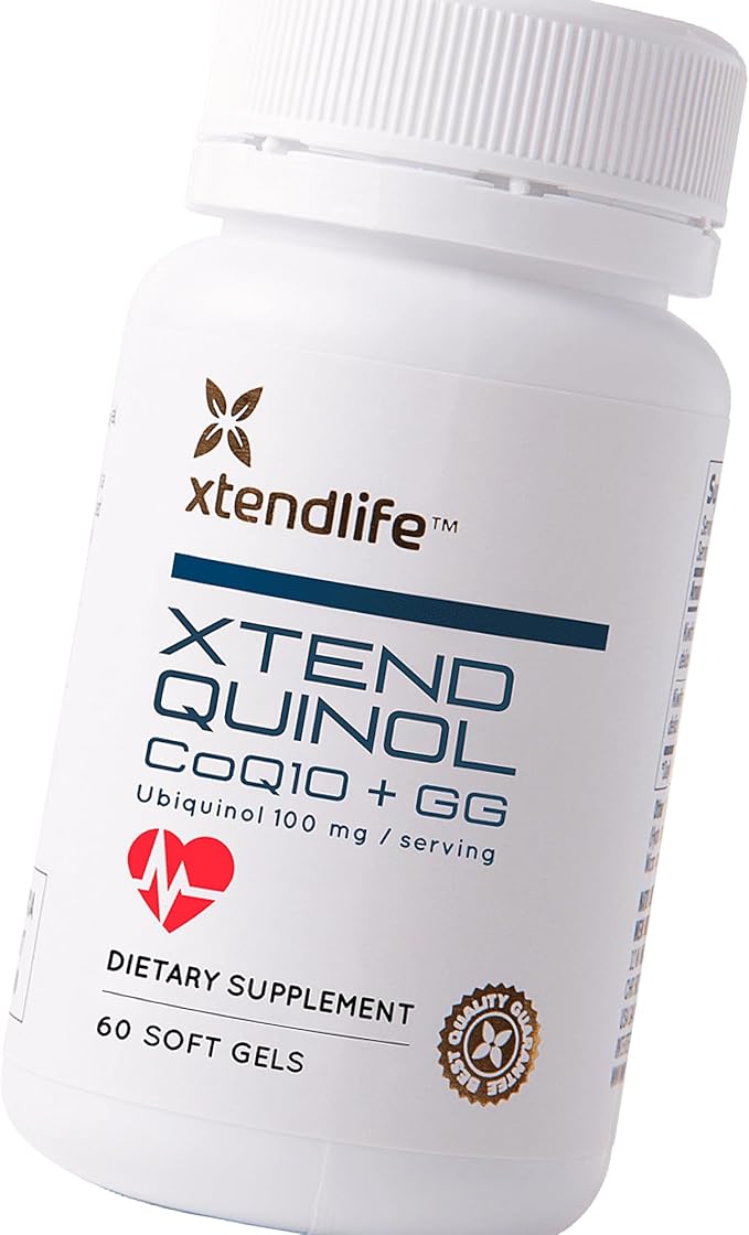 Xtendlife Xtend-Quinol 100mg CoQ10 Ubiquinol and 50mg GG (Geranylgeraniol) Supplement for CoEnzyme Q10 Production, Heart Health, Cellular Energy, and Aging Health - 4 Month Supply (Pack of 2)