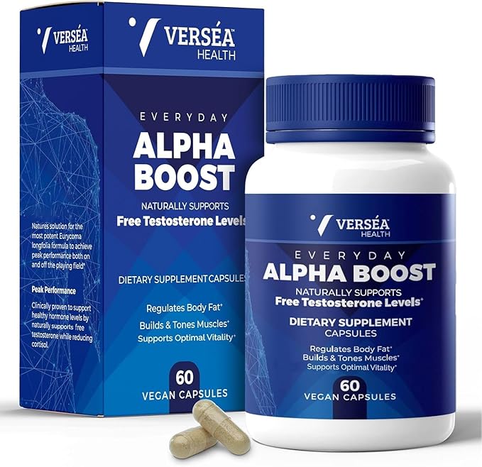 Alpha Boost โ Natural Free Testosterone Support, Energy, Stamina, Endurance & Vitality for Men & Women, Multivitamin for Healthy Aging & Performance & Utilizes VESIsorbยฎ (60 Ct)