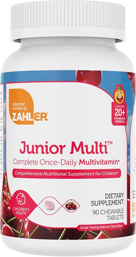 Zahler Kids Multivitamin Chewable Vitamin Tablet - Complete One Daily Vitamins Supplement - Contains 20+ Minerals & Vitamins for Kids & Toddlers - Kosher Multivitamins Cherry Flavor (90)