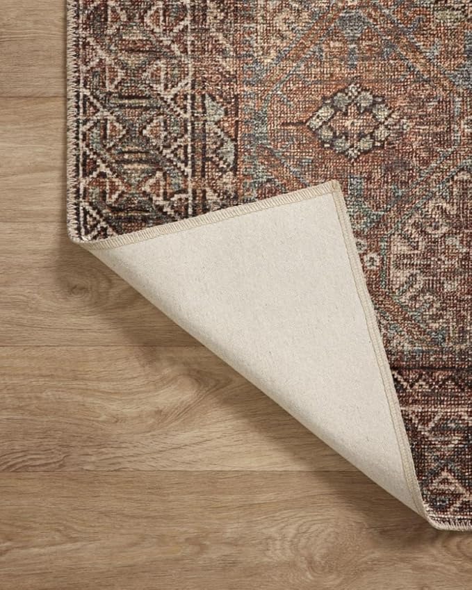 Loloi Amber Lewis Billie Collection, Aqua & Rust 6'-0" x 9'-0" Area Rug – Antique & Distressed Accent Rugs for Living Room, Bedroom, Entryway & Hallway, No Shed High Traffic Area Home Decor Rug