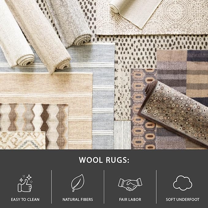 Dash and Albert Harris Wool Area Rug - 2.5' x 8' Runner Blue & Brown Solid Hand Micro Hooked Accent Rug - Durable, High Traffic Living Room, Hallway, Stairs