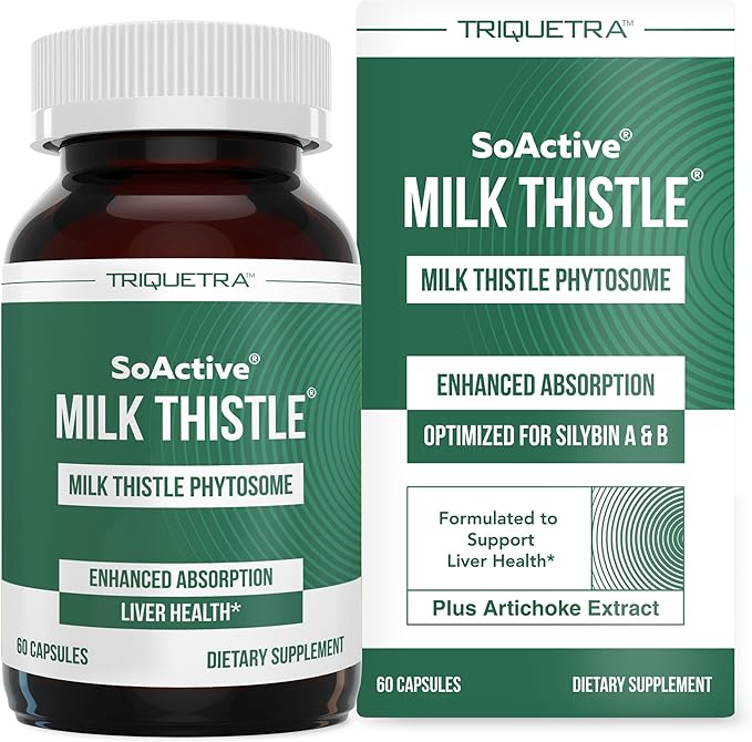 SoActive® Milk Thistle: 10X More Effective Milk Thistle Phytosome, Optimized for Essential Bioactive Silybin A & B Plus Bilear® Artichoke Extract & Bile Enhancer - Liver Support | 60 Servings