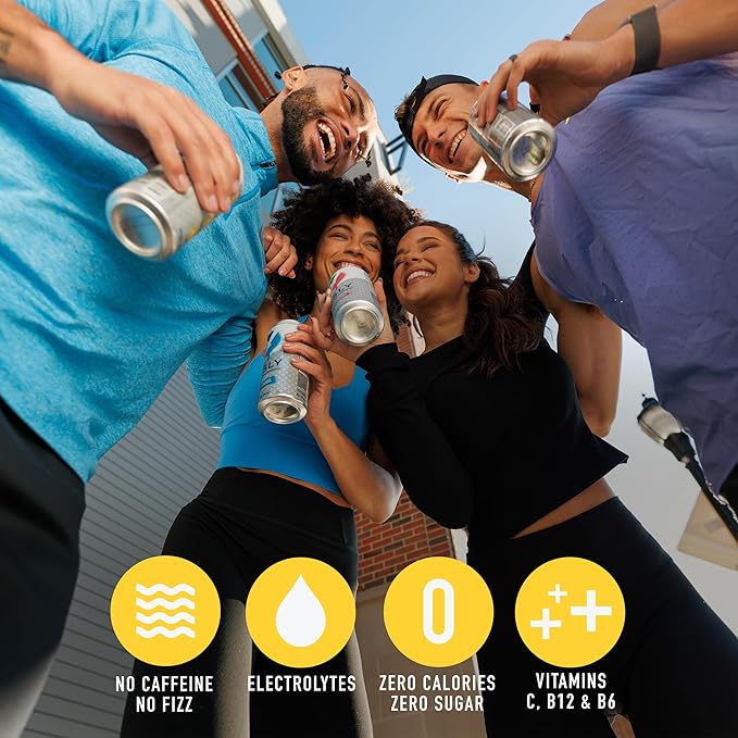 Yesly Functional Water, Lemon, Naturally Flavored Still Water with Electrolytes, Magnesium, Potassium, Vitamin C, B6 & B12, Zero Sugar, No Artificial Sweeteners, Caffeine Free, 16 Fl Oz Cans, 12 Pack