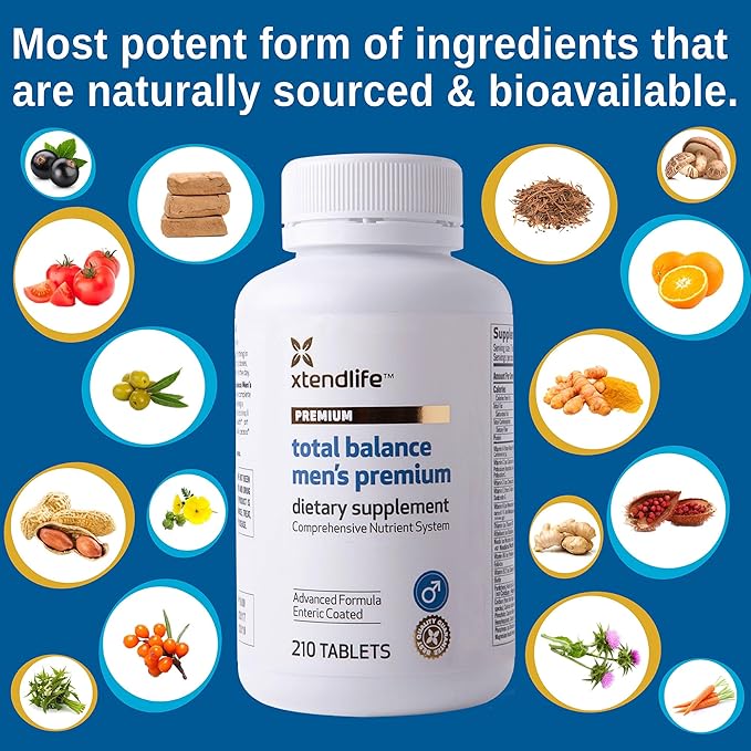 Xtendlife Total Balance Men's Premium Extra Strength Daily Multivitamin & Mineral - 90+ Nutrients for Complete Immune, Heart, Digestive, and Cellular Health - 30 Day Supply