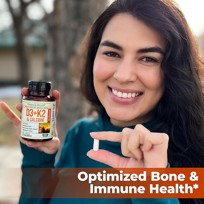 Vitamin D3 K2 5000 IU Supplement – Vitamin D + Vitamin K2 (as MK7) + Calcium – 3-in-1 Support for Immune, Bone & Heart Health – K2 D3 Vitamin Supplement with Black Pepper for Max Absorption – 60 Caps