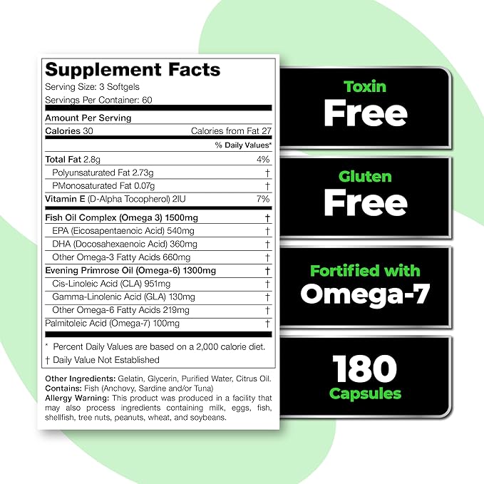 Species Nutrition Omegalyze Support Supplements, Essential Fatty Acid Formula, Supplement to Help Maximize Recovery, Omega 3,6 and 7 Formula,180 Capsules