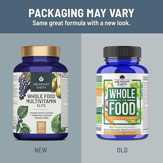 Whole Food Multivitamin for Women, Daily Multi Vitamins Supplements for Men/Mens Multivitamins + B Complex, Probiotic Multi Enzyme, Omegas for Organic Energy, Mood, Digestion 90ct