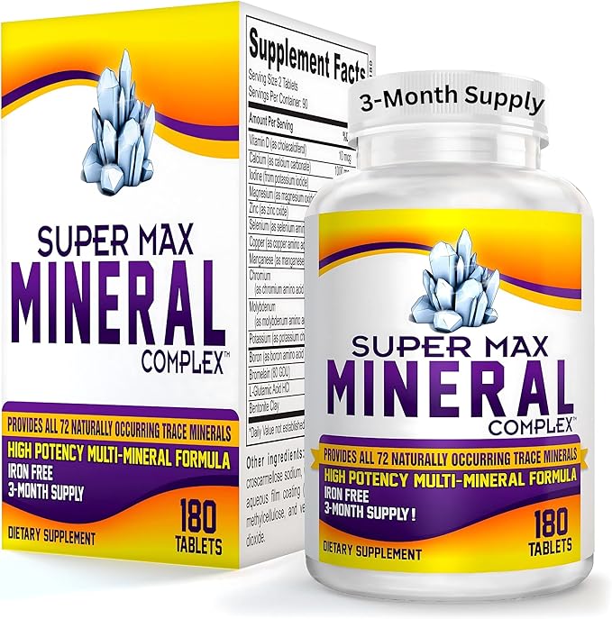 3-Month Multimineral Supplement (Iron Free) Natural Multiminerals | High-Potency Multi Mineral Supplements (15-in-1) Blended Minerals Formula | Mineral Complex | 90-Day Bulk Supply | 180 Tablets