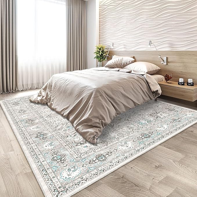 8x10 Extra Large Area Rug Living Room, Modern Neutral Washable Boho Area Rug for Bedroom (Grey)