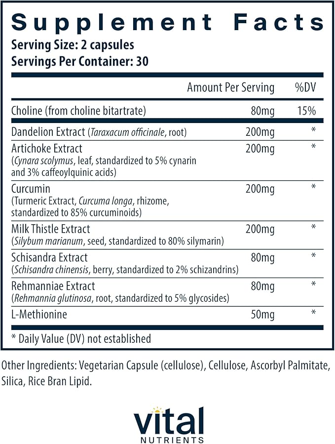 Vital Nutrients Liver Support Milk Thistle and Curcumin | Vegan Supplement | Herbal Combination to Support Healthy Liver Function* | Gluten, Dairy and Soy Free | 60 Capsules