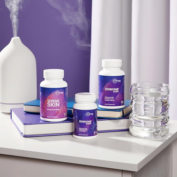 Microbiome Labs Zenbiome COPE - Probiotic Mood Support Supplement with Vitamin B6, B12 & Saffron Extract - Gut Health Probiotics for Women & Men - Support The Gut-Brain Axis (60 Capsules)