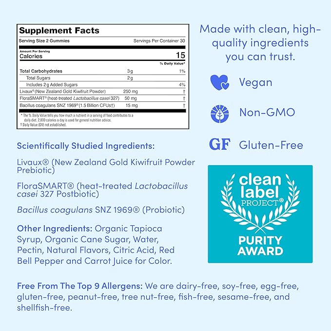 FIRST DAY Vitamins for Teens 3-in-1 Probiotic Gummies - Prebiotic + Probiotic + Postbiotic for Teens Girls & Boys 12-17 – Skin Health, Digestive & Oral Health, Immunity, Energy – 30-Day Supply