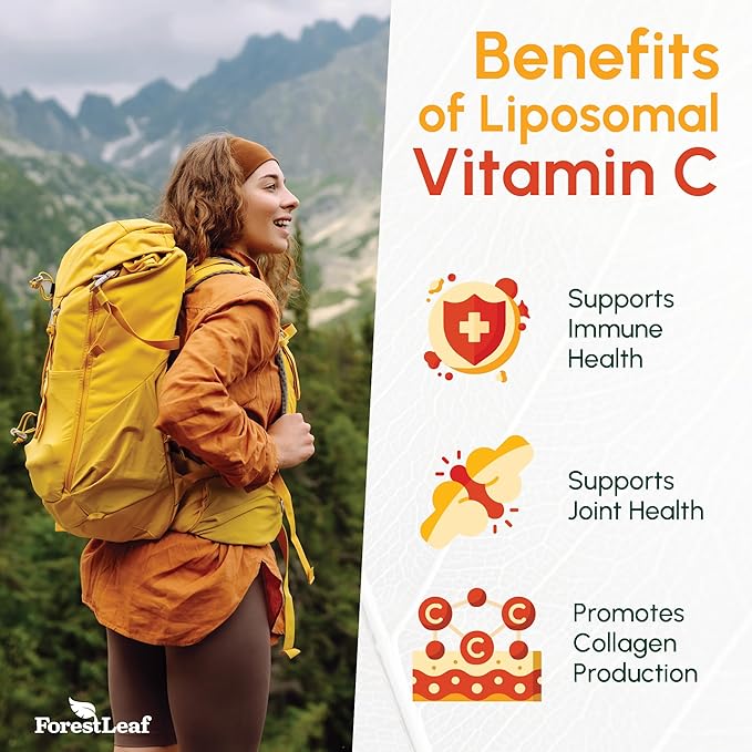ForestLeaf Liposomal Vitamin C 1000mg Capsules | High Dose Vitamin C Liposomal Supplement w Coconut Oil Fatty Acids | Fast Absorption | Immune Support, Antioxidant, Collagen Production | 120 Vegan Cap