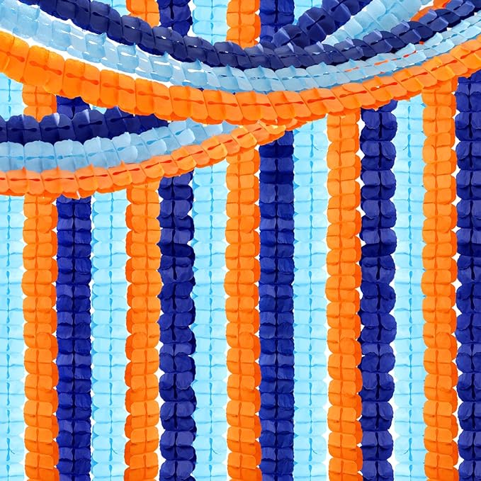 Light-Navy Blue Orange Party-Decorations - 12pcs Streamers-Garland Birthday Baby Shower 4-Leaf Clover Paper Banners,Bridal Wedding Backdrop Decor Ouruola