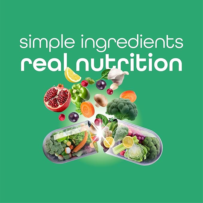 Zena Nutrition Organic Super Greens Fruit & Veggies Supplement, 70+ Superfoods from Fruit & Vegetables, 3g Fiber, Spirulina, Chlorella, Prebiotics & Probiotics, Digestive Enzymes, 180 Capsules