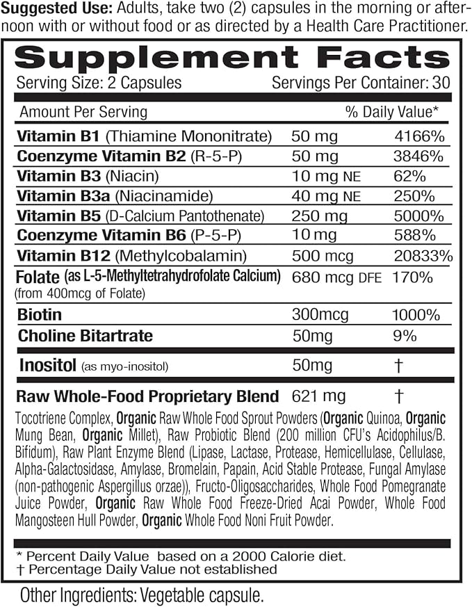EMERALD LABS B-Healthy - Vegan Vitamin B Complex - Includes Methylated Folic Acid & Full Spectrum B Vitamins - Supports Immune, Brain & Heart Health* - 120 Vegetable Capsules
