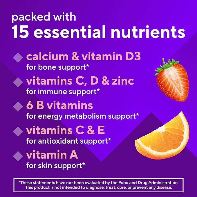 Vitafusion GLP-1 Support Multivitamin, Vitamin and Mineral Blend, 15 Essential Nutrients, Citrus Berry Flavor, 90 Count, 45 Day Supply