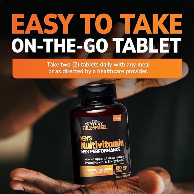 21st Century Full Fuel 365 Active Men’s Multivitamin, 120 Tablets, Daily Vitamins and Minerals for Energy, Muscle Support, Immune Health, No Gluten