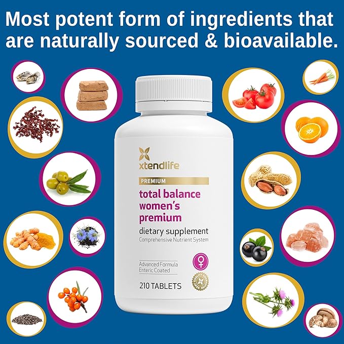 Xtendlife Total Balance Women's Premium Extra Strength Daily Multivitamin & Mineral - 90+ Nutrients for Complete Immune, Heart, Digestive, and Cellular Health - 30 Day Supply