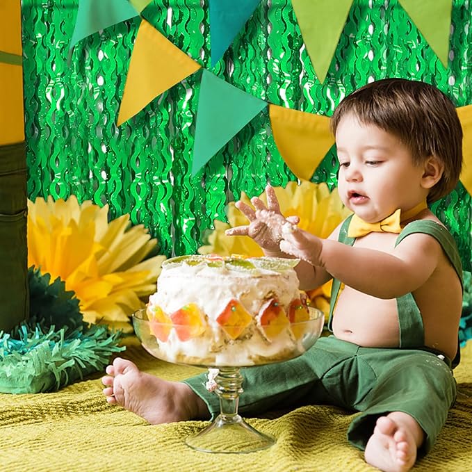 Tinsel Foil Fringe Curtains Wavy Backdrop for Parties Sparkle Metallic Wavy Foil Fringe Backdrop Curtain for Party Decorations Photo Booth Props for Birthday Graduation Wedding