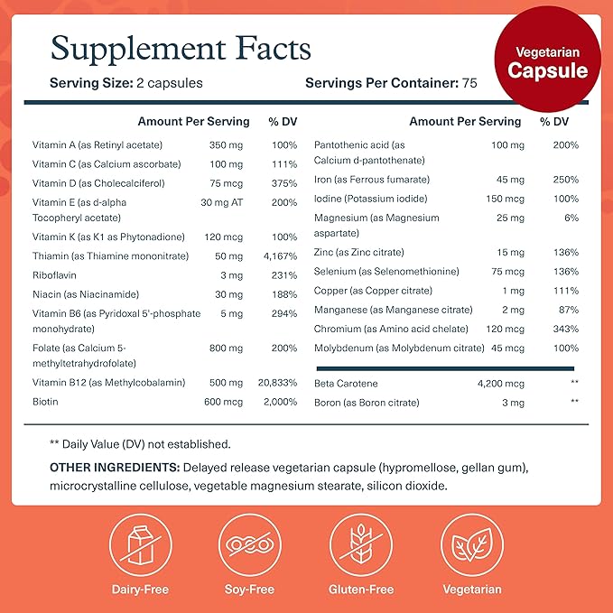 Youtheory High Potency Multi GLP-1 Support - High Absorption Multivitamins - for Immune Support & Bone Health - Gentle on Stomach - Vitamin D, C, Iron & More - 150 Vegetarian Capsules