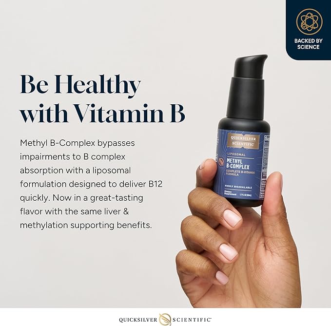 Quicksilver Scientific Methyl B Complex - Liquid Vitamin with Superior Liposomal Absorption of Vitamin B12, Folate, Vitamin B6, Riboflavin, Biotin, Pantothenic Acid, Vitamin B1, Niacin (50 ml)