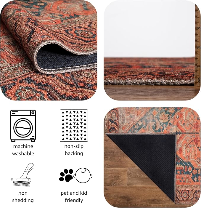 Keen Home Design 2x3 Rug - Machine Washable Entry Rug with Non-Slip Backing, Ideal for Enteryway, Kitchen, Bathroom, Laundry Room - Vintage, Easy Clean, Durable, Low Pile Rug - (2' x 3')