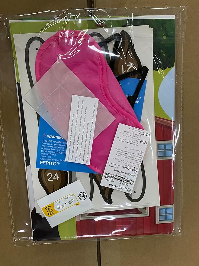 FEPITO Pin The Tail on The Cow Birthday Party Game with 24 Pcs Tails for Decorations, Kids Birthday Party Decorations