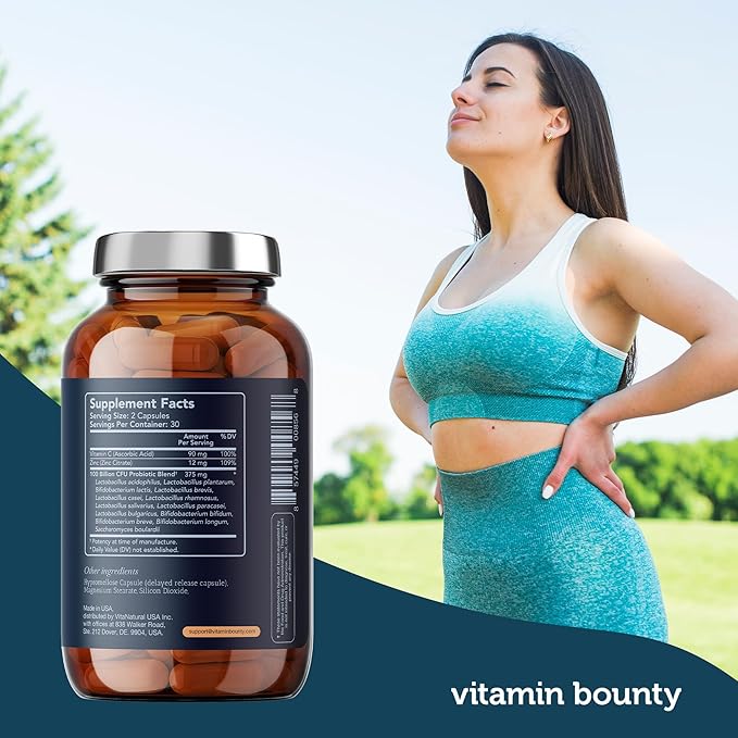 Vitamin Bounty Pro-100 Probiotic 100 Billion CFU - 13 Strains for Digestive Health & Immune Support - High Potency Probiotics for Women & Men - Delayed Release Capsules for Gut Health - 60 Count