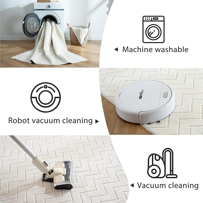 Area Rug 5X8,Washable Area Rugs with Non-Slip TPE Backing Design,Fluffy Soft Feeling, High Traffic,Durable,Easy to Clean Area Rug for Bedroom,Living Room,Home Office,Beige