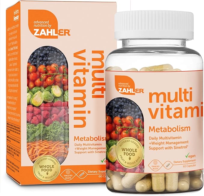 Zahler Multivitamin Metabolism, Daily Multivitamin +Weight Management Support, Multivitamin for Women and Men with Iron, Certified Kosher, 60 Capsules